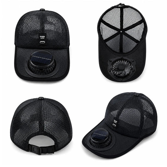 Breathable Sunhat with Solar Fan Sun Block Baseball Hat with Solar Fan USB Charging Fan Outdoor Sunhats Sunscreen Sunshade Hats