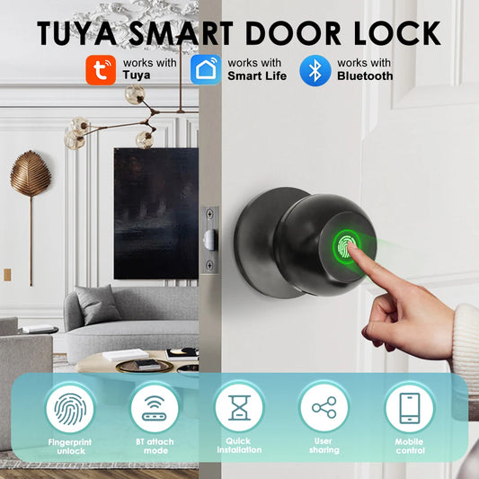 Tuya Electronic Door Lock Smart External Door Lock Fingerprint Key Smart Home Unlock Apartment Office Knob Handle - AliExpress 13
